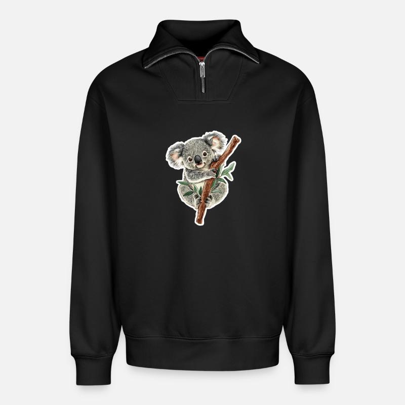 Koala - Sweat unisexe décontracté en coton biologique à demi-zip – de SPREAD - noir