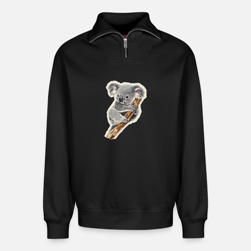 Koala - Relaxed Unisex Organic Half Zip Sweatshirt – von SPREAD - Schwarz
