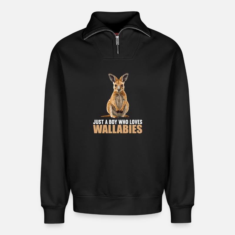 Wallabies Wallaby - Relaxed Unisex Organic Half Zip Sweatshirt – by SPREAD - black