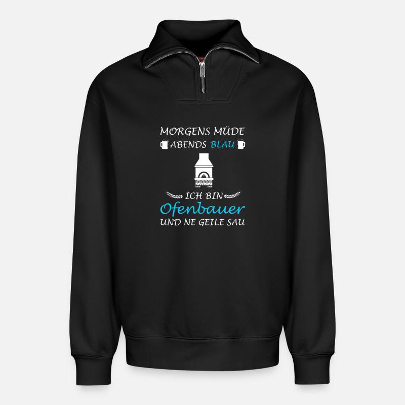 Ofenbauer Ofenbau Ofensetzer Kaminbauer - Relaxed Unisex Organic Half Zip Sweatshirt – von SPREAD - Schwarz