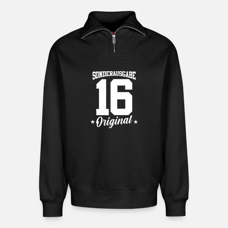 16 Anniversaire - Sweat unisexe décontracté en coton biologique à demi-zip – de SPREAD - noir