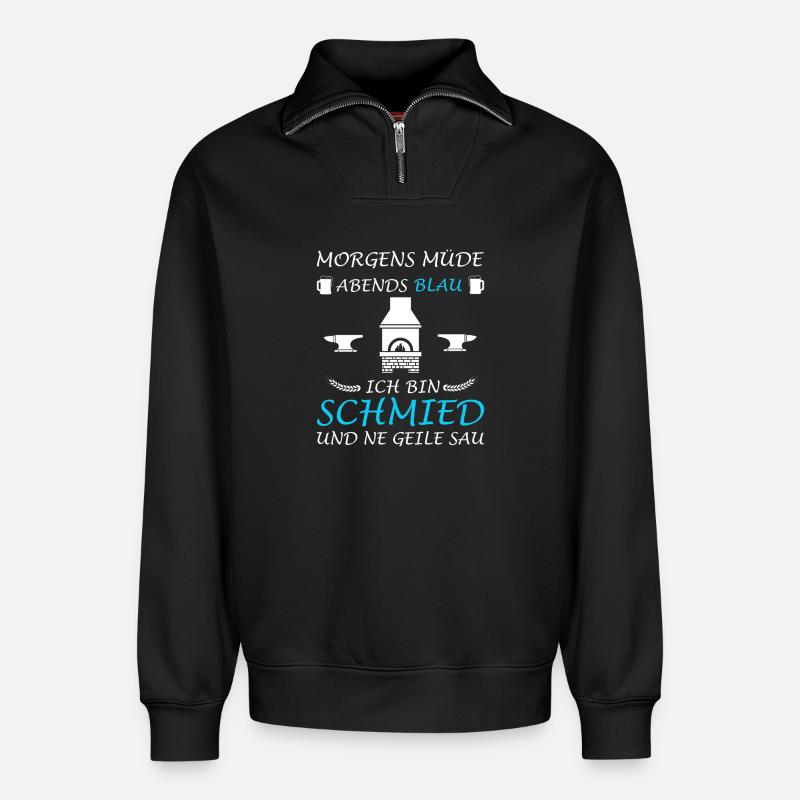 Schmied Schmiede Amboss Metallbau - Relaxed Unisex Organic Half Zip Sweatshirt – von SPREAD - Schwarz