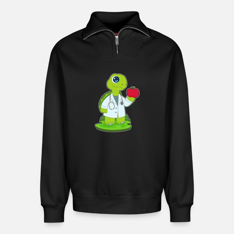 Schildkröte Arzt Stethoskop - Relaxed Unisex Organic Half Zip Sweatshirt – von SPREAD - Schwarz