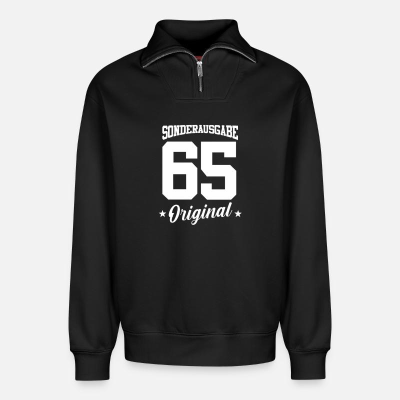 65 Anniversaire - Sweat unisexe décontracté en coton biologique à demi-zip – de SPREAD - noir