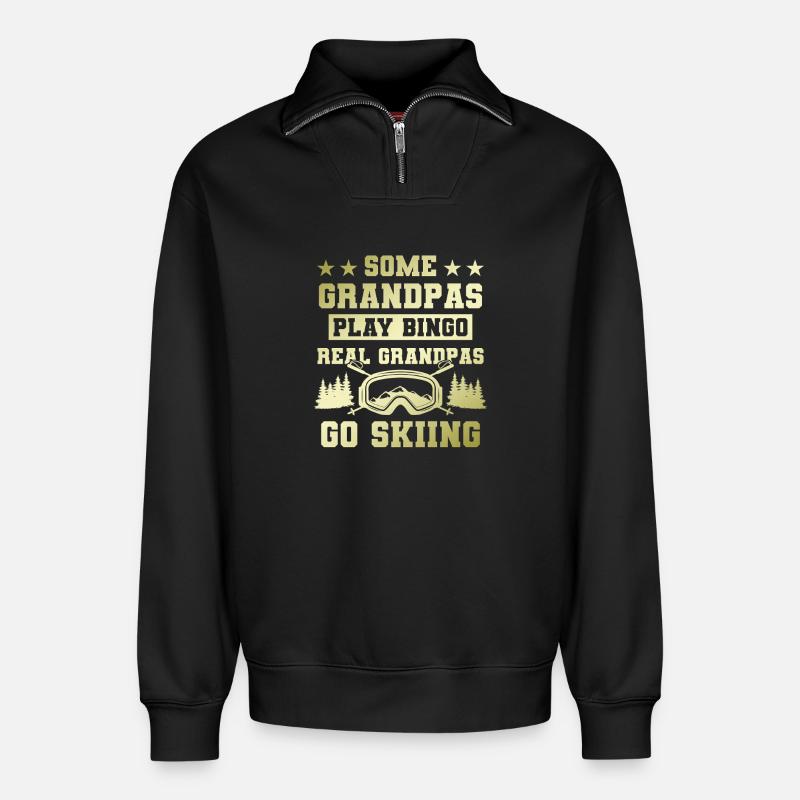 Großvater ski spruch - Relaxed Unisex Organic Half Zip Sweatshirt – von SPREAD - Schwarz