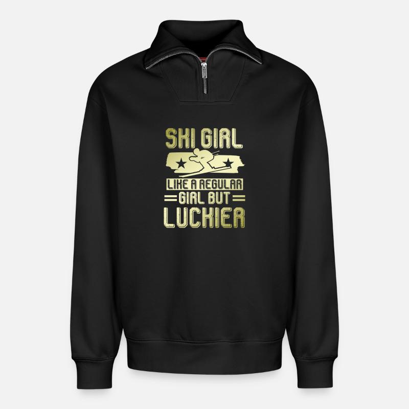ski mädchen - Relaxed Unisex Organic Half Zip Sweatshirt – von SPREAD - Schwarz