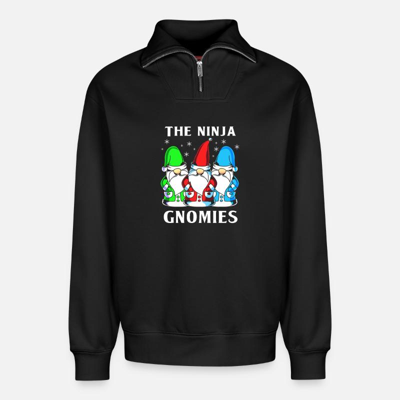 Gnom Ninja - Relaxed Unisex Organic Half Zip Sweatshirt – von SPREAD - Schwarz