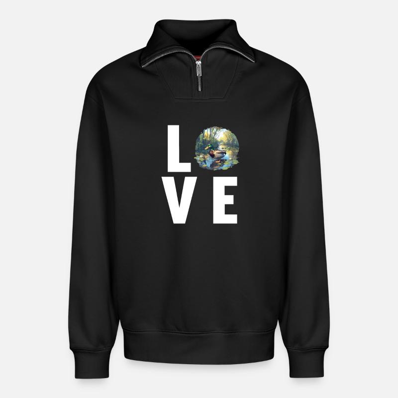Ducks Duck - Relaxed Unisex Organic Half Zip Sweatshirt – by SPREAD - black