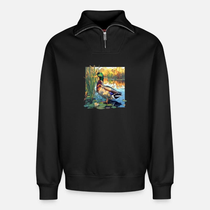 Canards Canard - Sweat unisexe décontracté en coton biologique à demi-zip – de SPREAD - noir