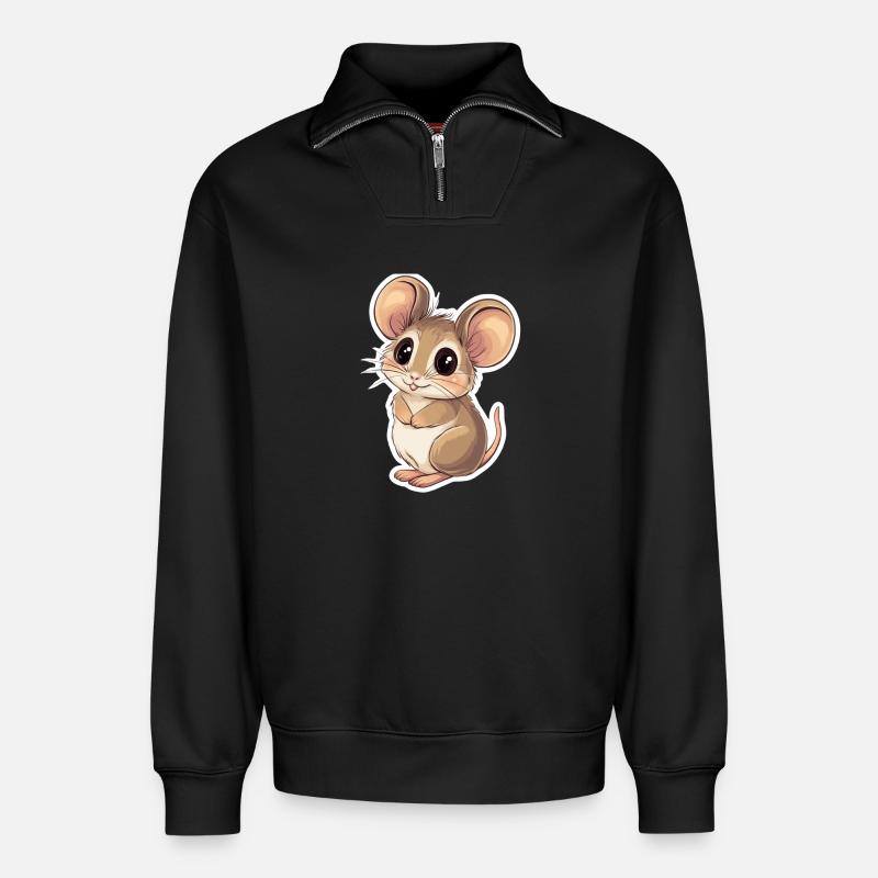 Maus - Relaxed Unisex Organic Half Zip Sweatshirt – von SPREAD - Schwarz