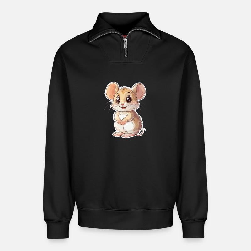 Maus - Relaxed Unisex Organic Half Zip Sweatshirt – von SPREAD - Schwarz