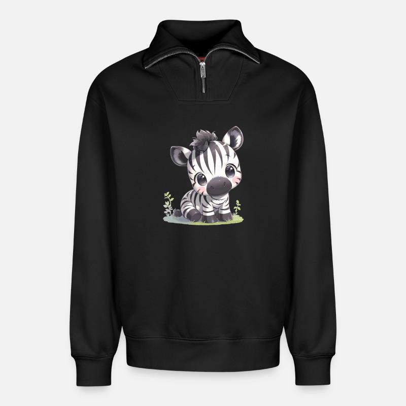 Zebras Zebra - Relaxed Unisex Organic Half Zip Sweatshirt – by SPREAD - black