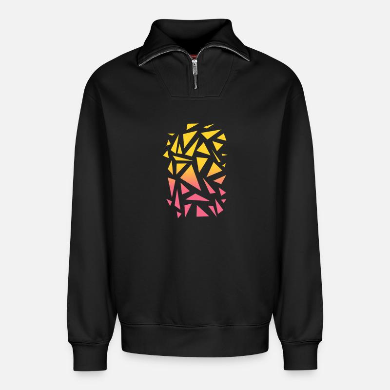Triangle Pattern - Yellow Red - Relaxed Unisex Organic Half Zip Sweatshirt – by SPREAD - black
