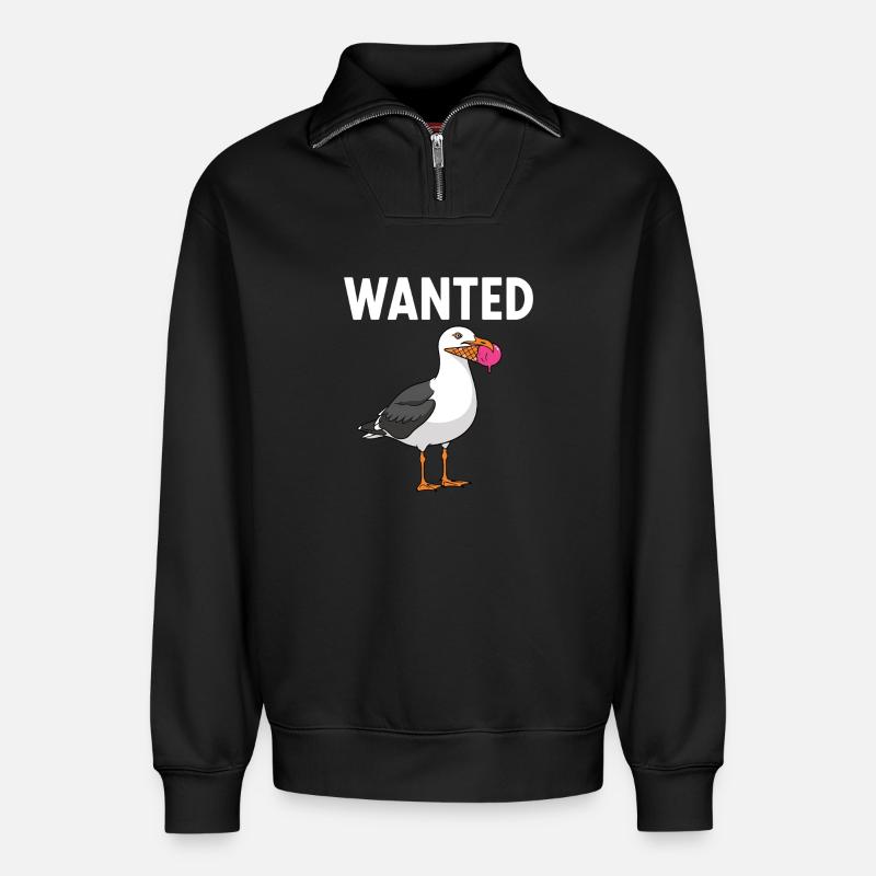 Gesucht Möwe Eiscreme Abenteuer - Relaxed Unisex Organic Half Zip Sweatshirt – by SPREAD - black