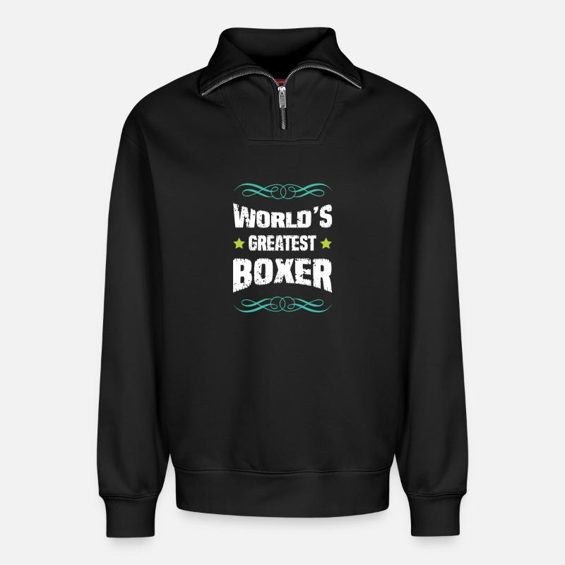 World's Greatest Boxer - Relaxed Unisex Organic Half Zip Sweatshirt – von SPREAD - Schwarz