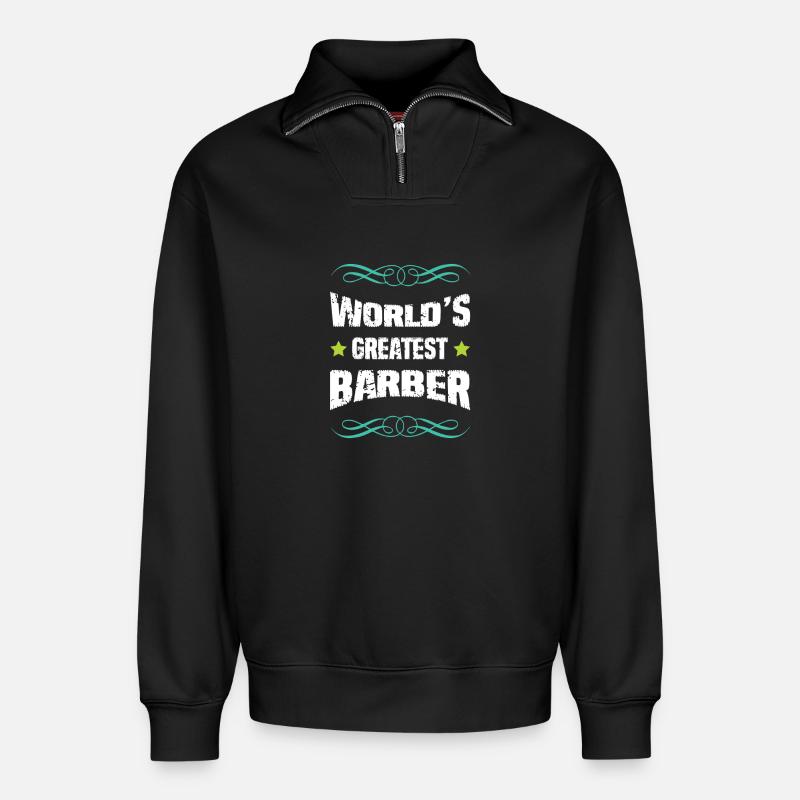 World's Greatest Barber - Relaxed Unisex Organic Half Zip Sweatshirt – von SPREAD - Schwarz