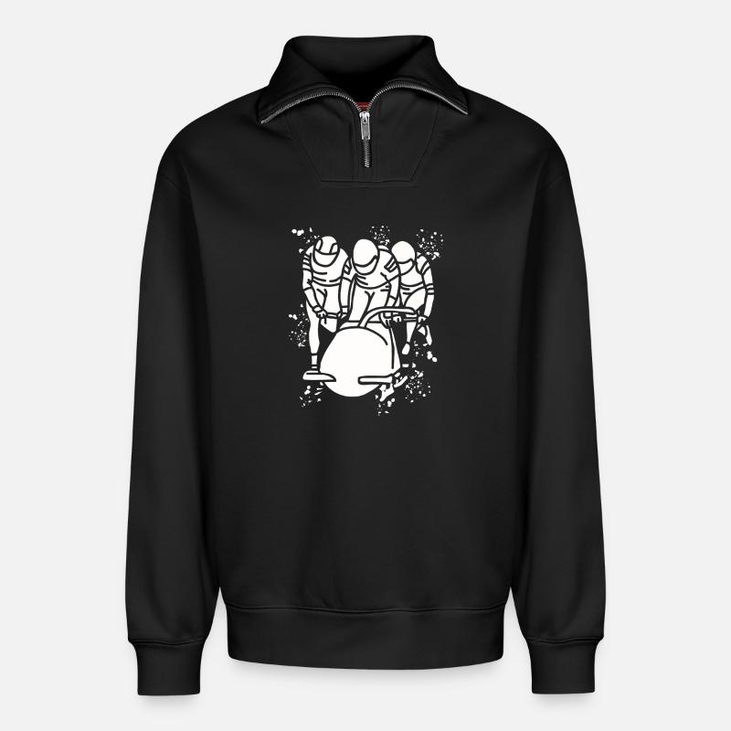 Bobfahrer Bobschlitten Viererbob - Relaxed Unisex Organic Half Zip Sweatshirt – von SPREAD - Schwarz
