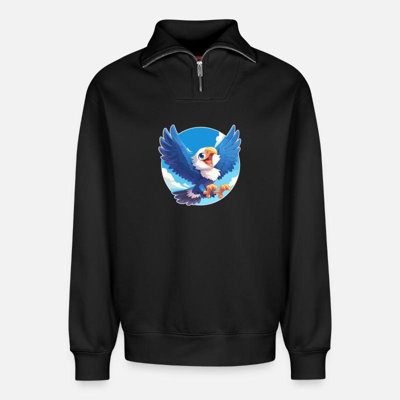 Aigle - Sweat unisexe décontracté en coton biologique à demi-zip – de SPREAD - noir