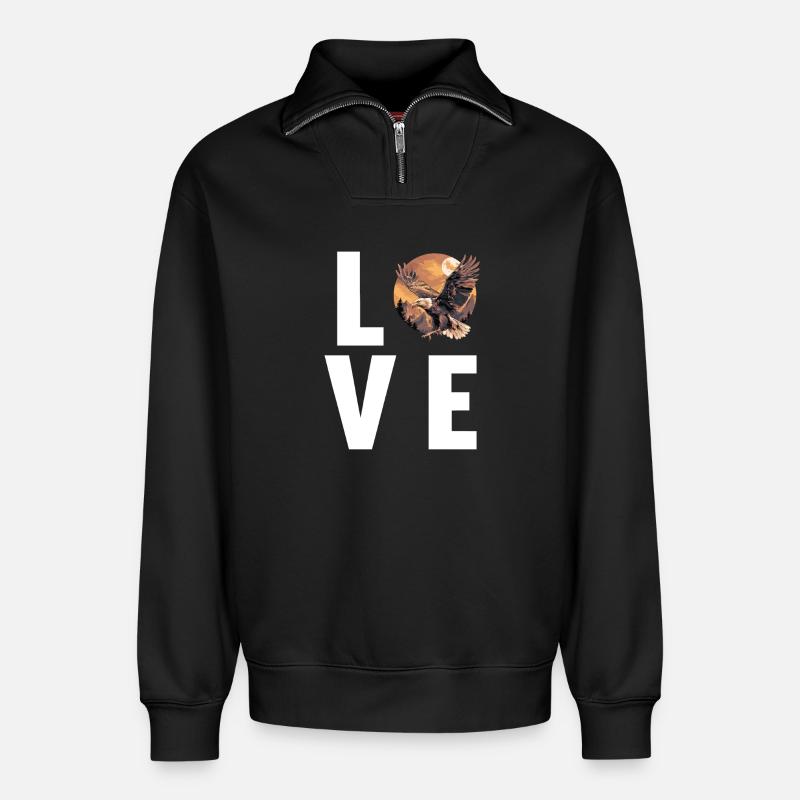 Adler - Relaxed Unisex Organic Half Zip Sweatshirt – von SPREAD - Schwarz