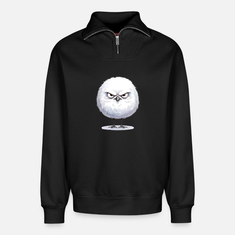 Grim Round Seagull - Relaxed Unisex Organic Half Zip Sweatshirt – by SPREAD - black