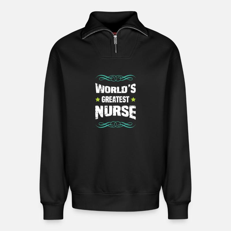 Worlds Greatest Nurse  - Relaxed Unisex Organic Half Zip Sweatshirt – von SPREAD - Schwarz