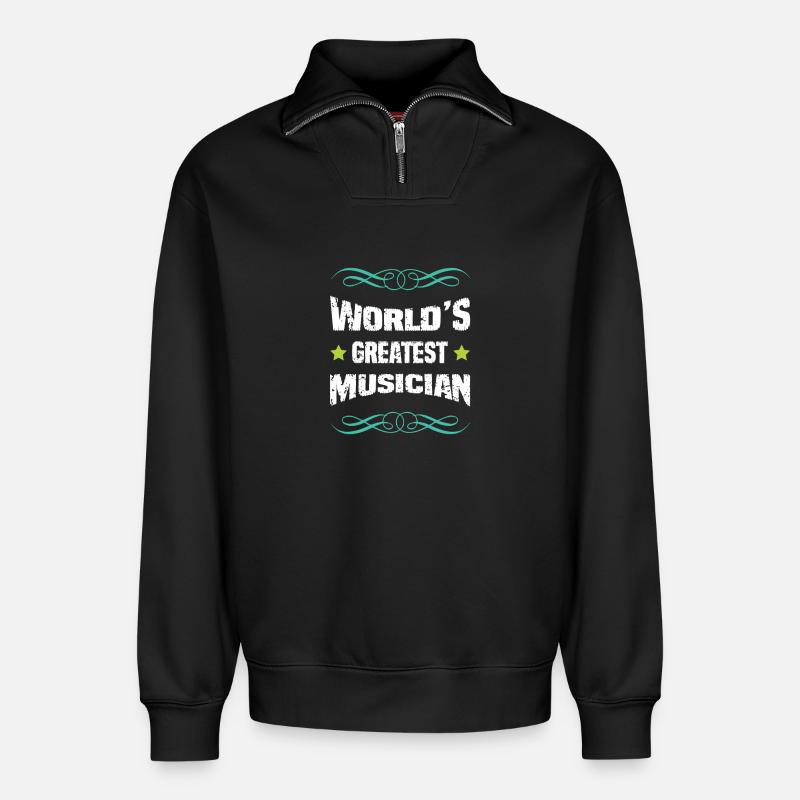 Weltbester Musiker  - Relaxed Unisex Organic Half Zip Sweatshirt – von SPREAD - Schwarz
