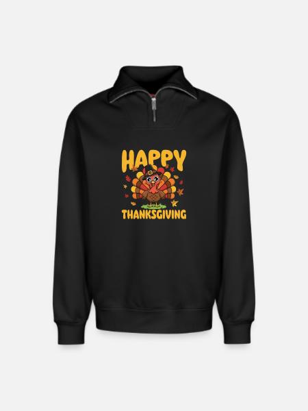 Frohes Thanksgiving Herbst Erntemischung - Relaxed Unisex Organic Half Zip Sweatshirt – von SPREAD - Schwarz
