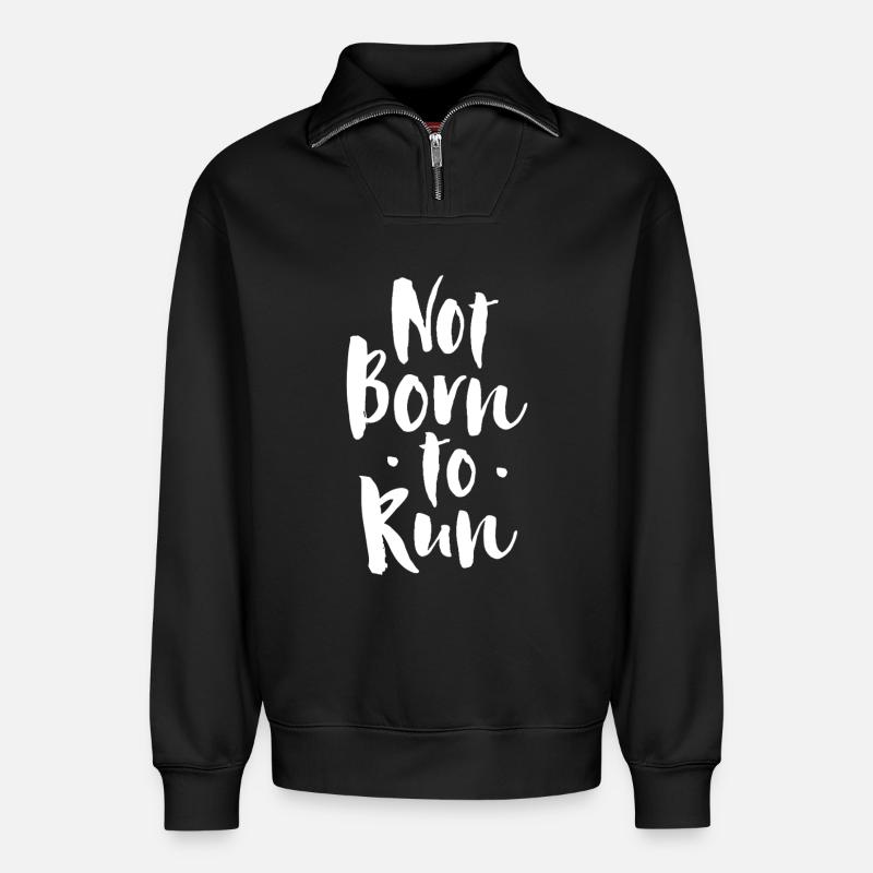 Pas né pour courir - Sweat unisexe décontracté en coton biologique à demi-zip – de SPREAD - noir