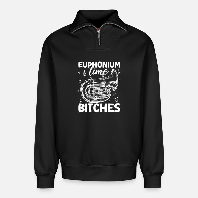 Bariton Player Time Bitches Euphonium - Relaxed Unisex Organic Half Zip Sweatshirt – von SPREAD - Schwarz