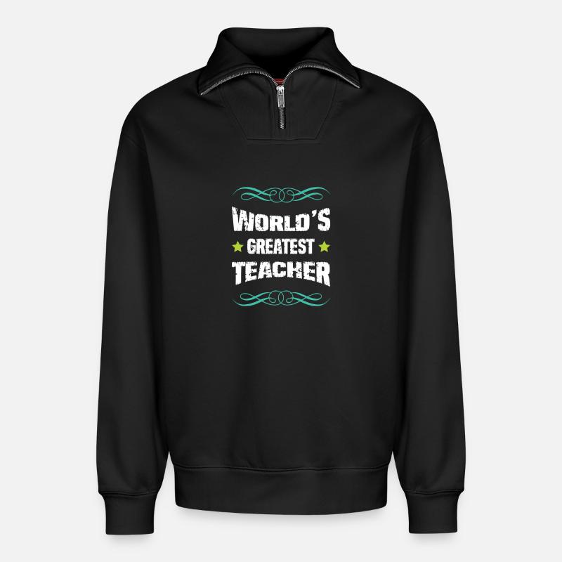 Weltbester Lehrer - Relaxed Unisex Organic Half Zip Sweatshirt – von SPREAD - Schwarz
