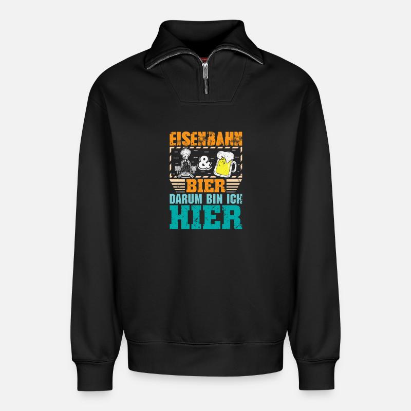 Model Railway Model Railway - Relaxed Unisex Organic Half Zip Sweatshirt – by SPREAD - black