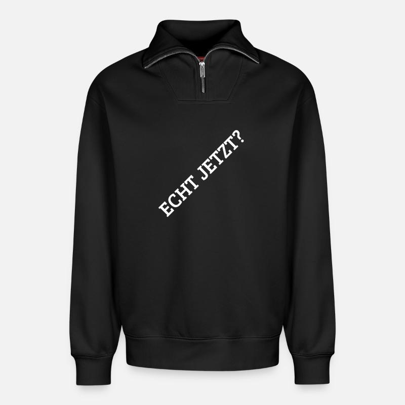 vraiment? - Sweat unisexe décontracté en coton biologique à demi-zip – de SPREAD - noir