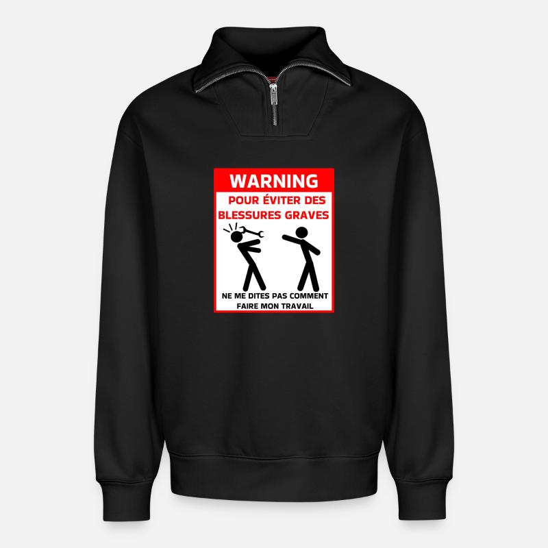 Sicherheitshinweis t - Relaxed Unisex Organic Half Zip Sweatshirt – von SPREAD - Schwarz