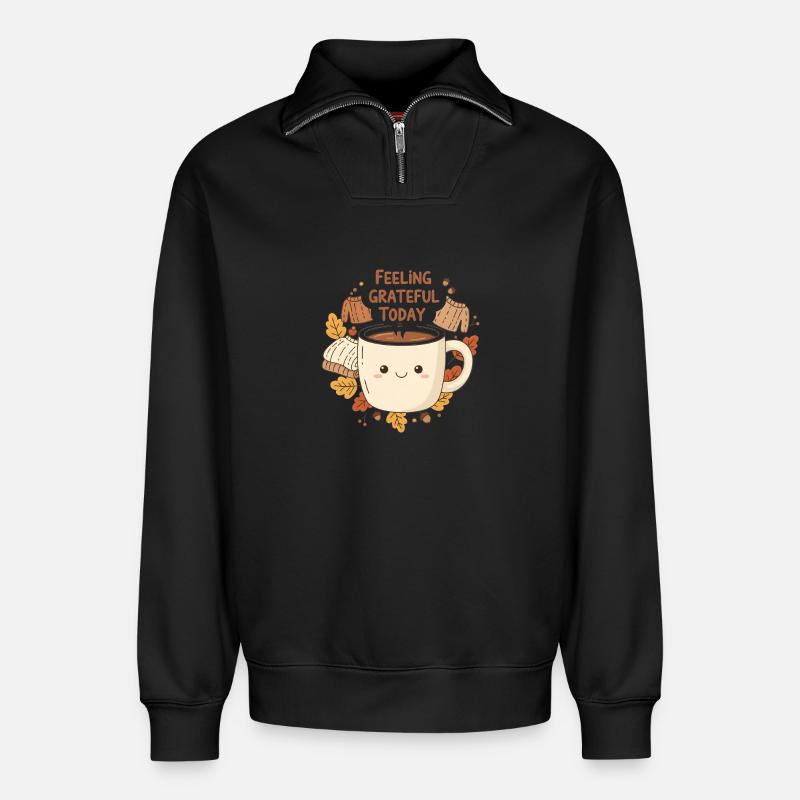 Coupe Latte Grateful - Sweat unisexe décontracté en coton biologique à demi-zip – de SPREAD - noir