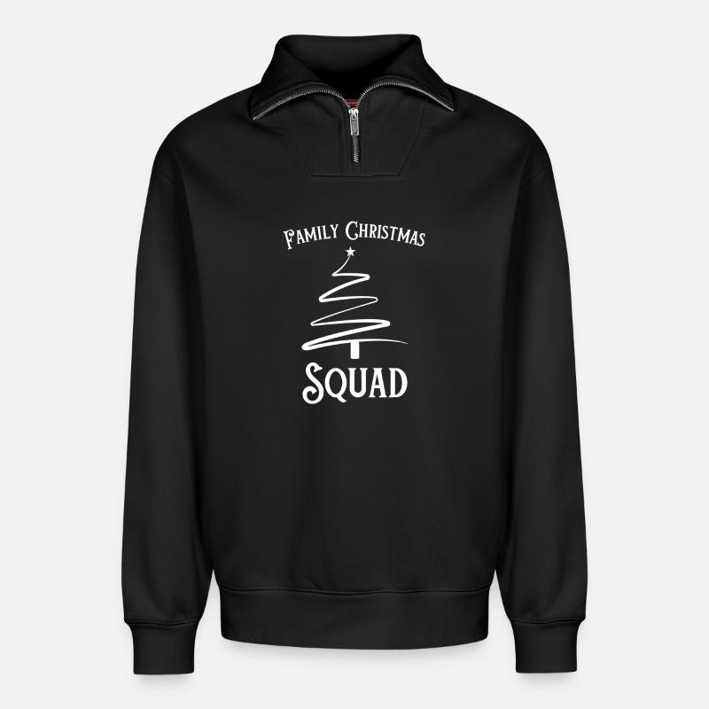 Family Christmas Tree Squad - Relaxed Unisex Organic Half Zip Sweatshirt – by SPREAD - black