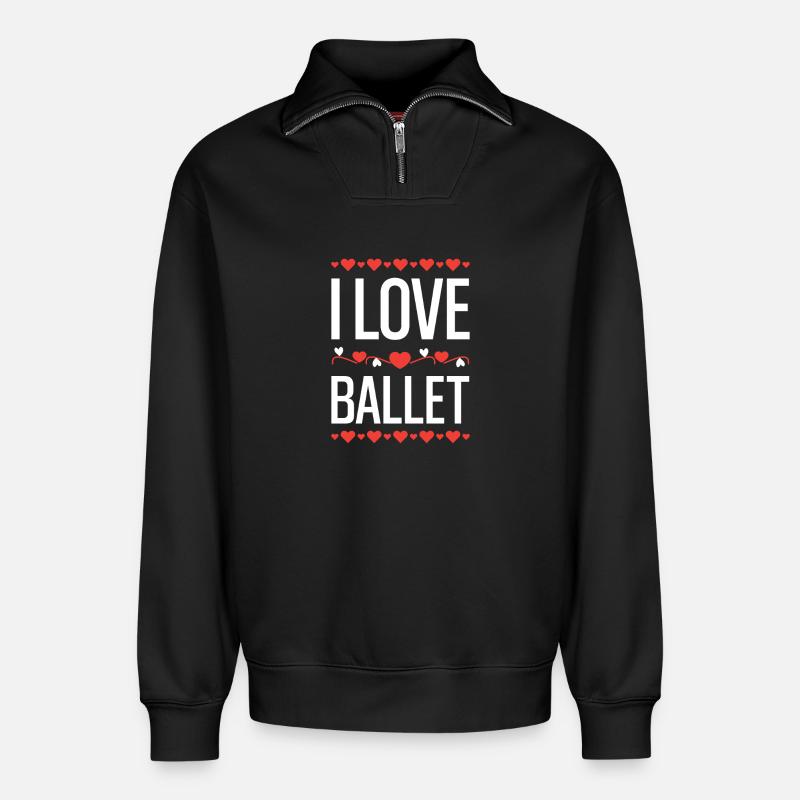 I Love Ballet - Relaxed Unisex Organic Half Zip Sweatshirt – von SPREAD - Schwarz