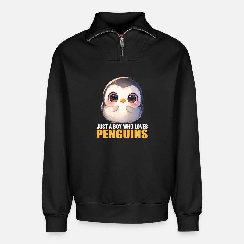 Pinguine Pinguin - Relaxed Unisex Organic Half Zip Sweatshirt – von SPREAD - Schwarz