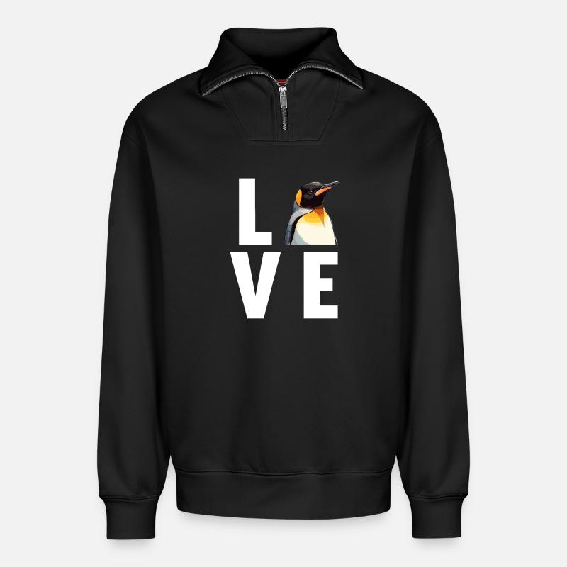 Pinguine Pinguin - Relaxed Unisex Organic Half Zip Sweatshirt – von SPREAD - Schwarz