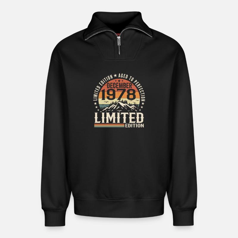 Décembre 1978 - Sweat unisexe décontracté en coton biologique à demi-zip – de SPREAD - noir