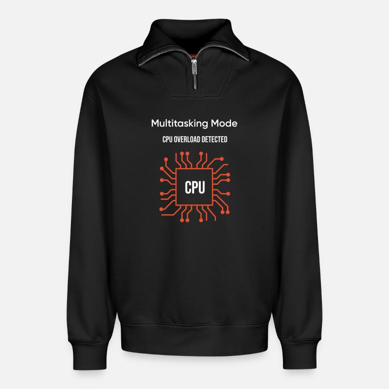 Multitasking-Modus – CPU-Überlastung erkannt - Relaxed Unisex Organic Half Zip Sweatshirt – von SPREAD - Schwarz