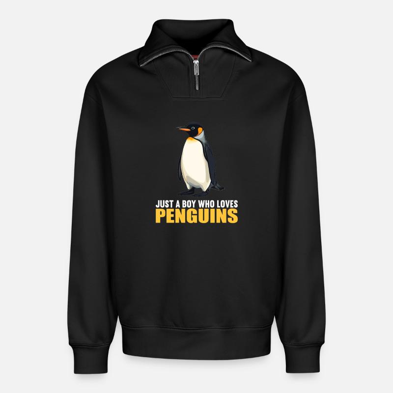 Pinguine Pinguin - Relaxed Unisex Organic Half Zip Sweatshirt – von SPREAD - Schwarz