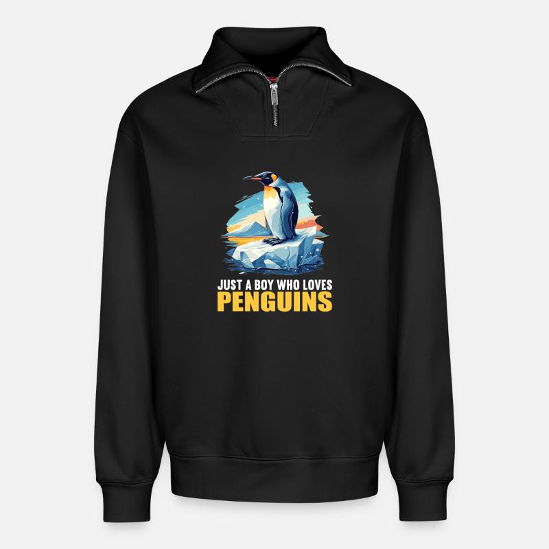 Pinguine Pinguin - Relaxed Unisex Organic Half Zip Sweatshirt – von SPREAD - Schwarz