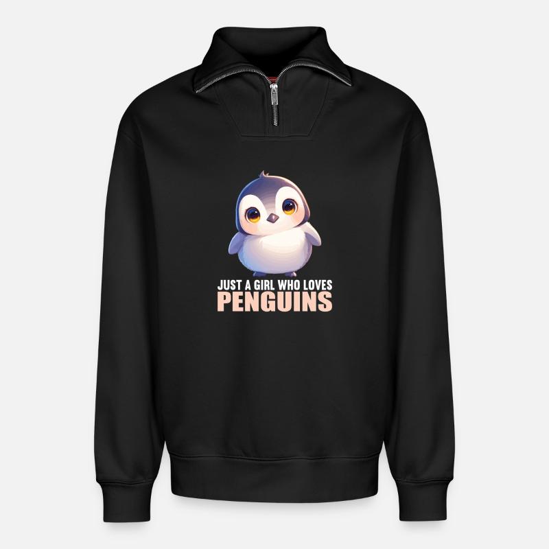 Pinguine Pinguin - Relaxed Unisex Organic Half Zip Sweatshirt – von SPREAD - Schwarz