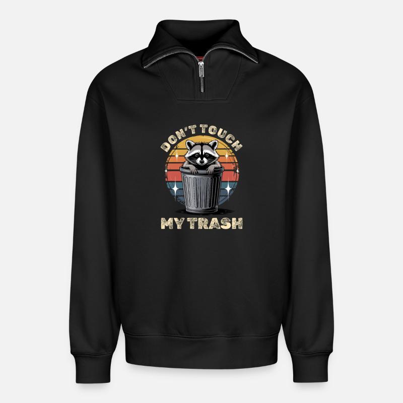 Funny Raccoon - Relaxed Unisex Organic Half Zip Sweatshirt – von SPREAD - Schwarz