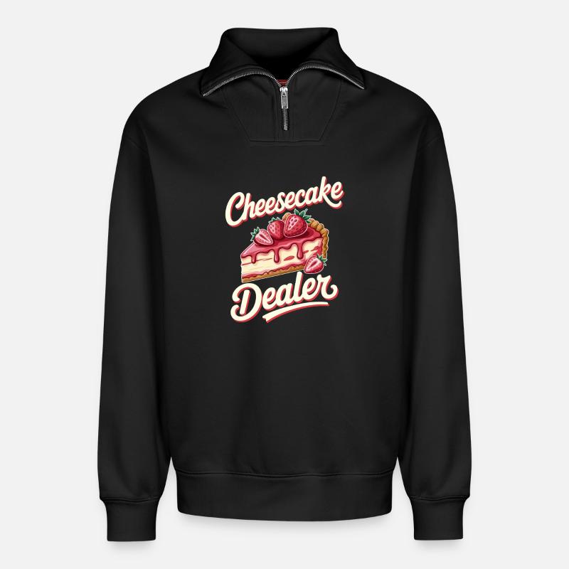 Gâteau - Sweat unisexe décontracté en coton biologique à demi-zip – de SPREAD - noir