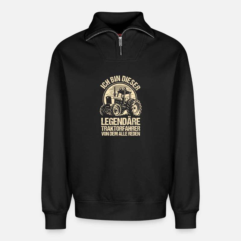 Landwirt Bauernhof Farmer Bauer Traktor - Relaxed Unisex Organic Half Zip Sweatshirt – von SPREAD - Schwarz