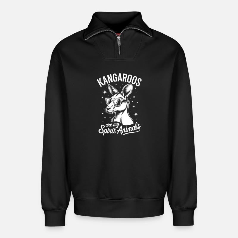 Kangaroo Spruch Kangaroos Lustige Kangaroo Geschen - Relaxed Unisex Organic Half Zip Sweatshirt – von SPREAD - Schwarz