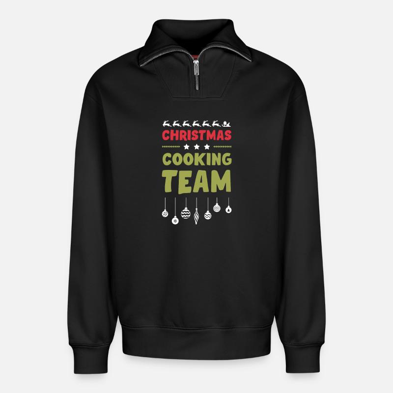 Weihnachts Kochen Backen Team - Relaxed Unisex Organic Half Zip Sweatshirt – von SPREAD - Schwarz