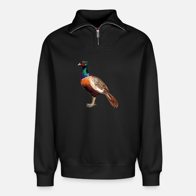 Faisans Faisan - Sweat unisexe décontracté en coton biologique à demi-zip – de SPREAD - noir