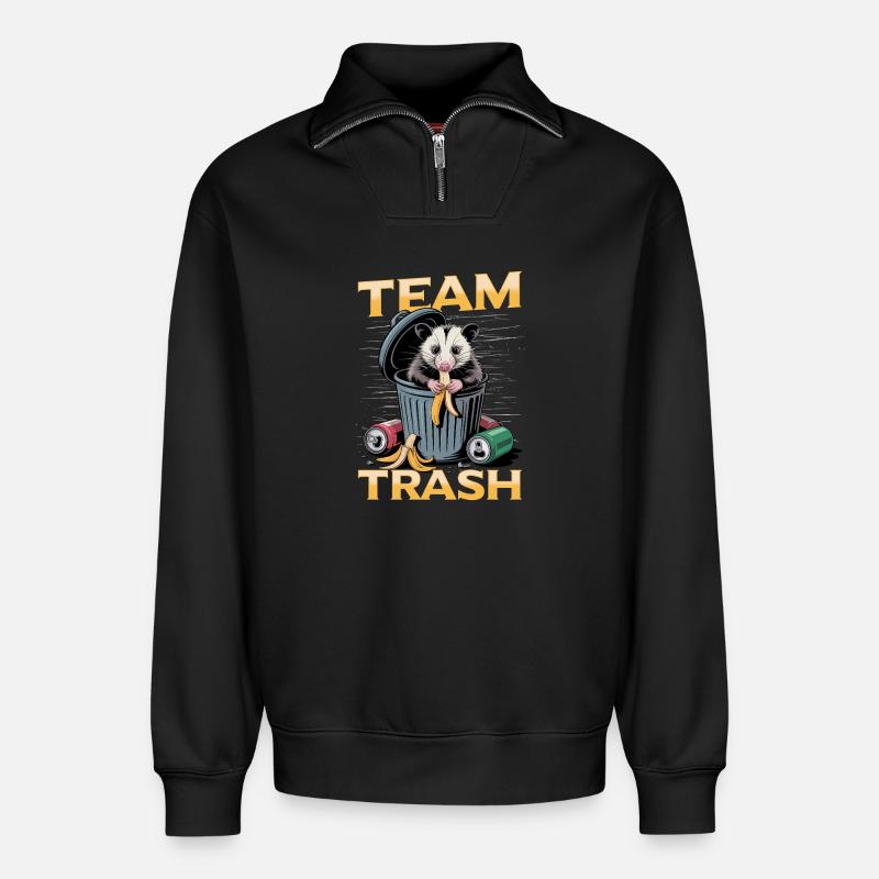 Funny Opossum - Relaxed Unisex Organic Half Zip Sweatshirt – von SPREAD - Schwarz